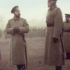 Николай 2 и Великий князь Николай Николаевич на плацу железнодорожной бригады в Барановичах, осень 1914 года.